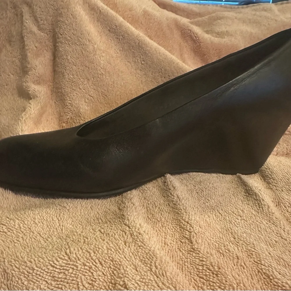 Stuart Weitzman Black Leather Wedge Pumps - Picture 2 of 6